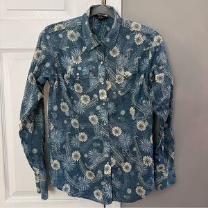 Ariat Blue and Cream Fitted Floral Shirt